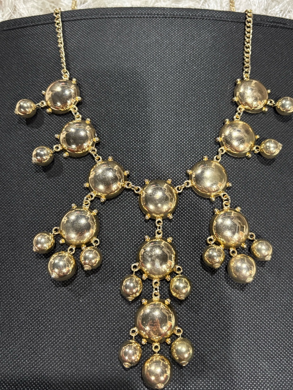 Gold Dome Multi-Drop Statement Necklace Bubble